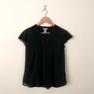 H&M Short-Sleeves Pleated Black Blouse - Women's 4